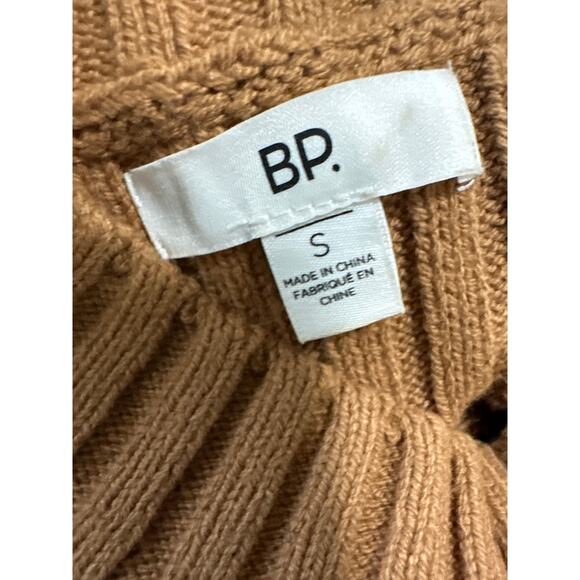 BP brown ribbed knit long sleeves high neck sweater mini dress size Small - Picture 3 of 11